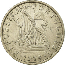 Moneta, Portugal, 10 Escudos, 1974, EF(40-45), Miedź-Nikiel niklowany, KM:600