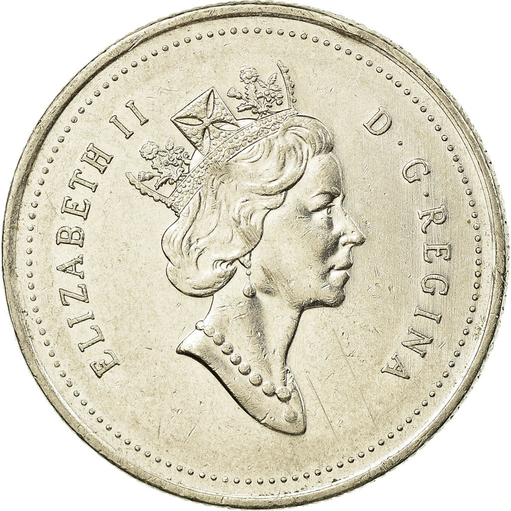 Moneda, Canadá, Elizabeth II, 25 Cents, 1990, Royal Canadian Mint, Ottawa, MBC