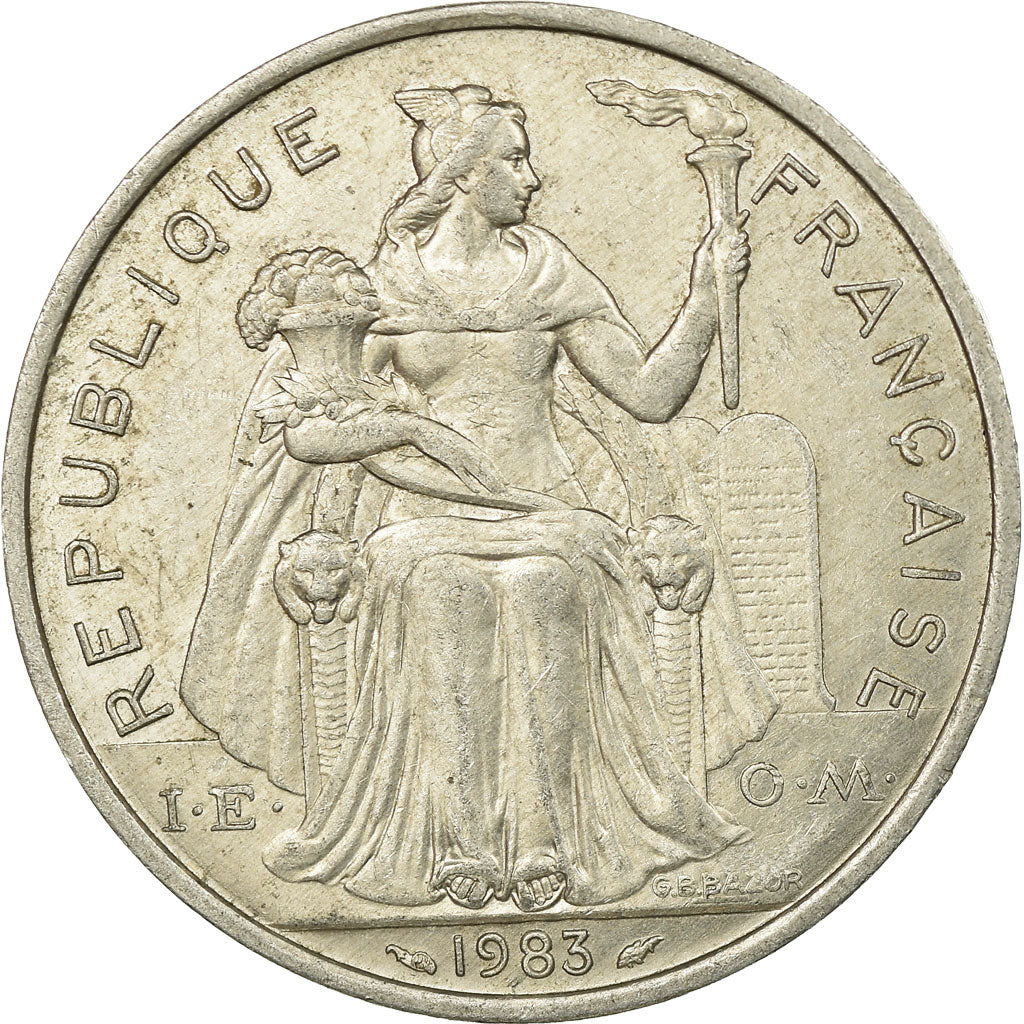Moneta, Nuova Caledonia, 5 Francs, 1983, Paris, BB, Alluminio, KM:16