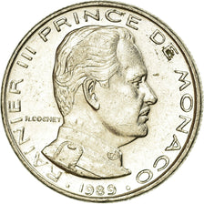 Coin, Monaco, Rainier III, 1/2 Franc, 1989, EF(40-45), Nickel, KM:145