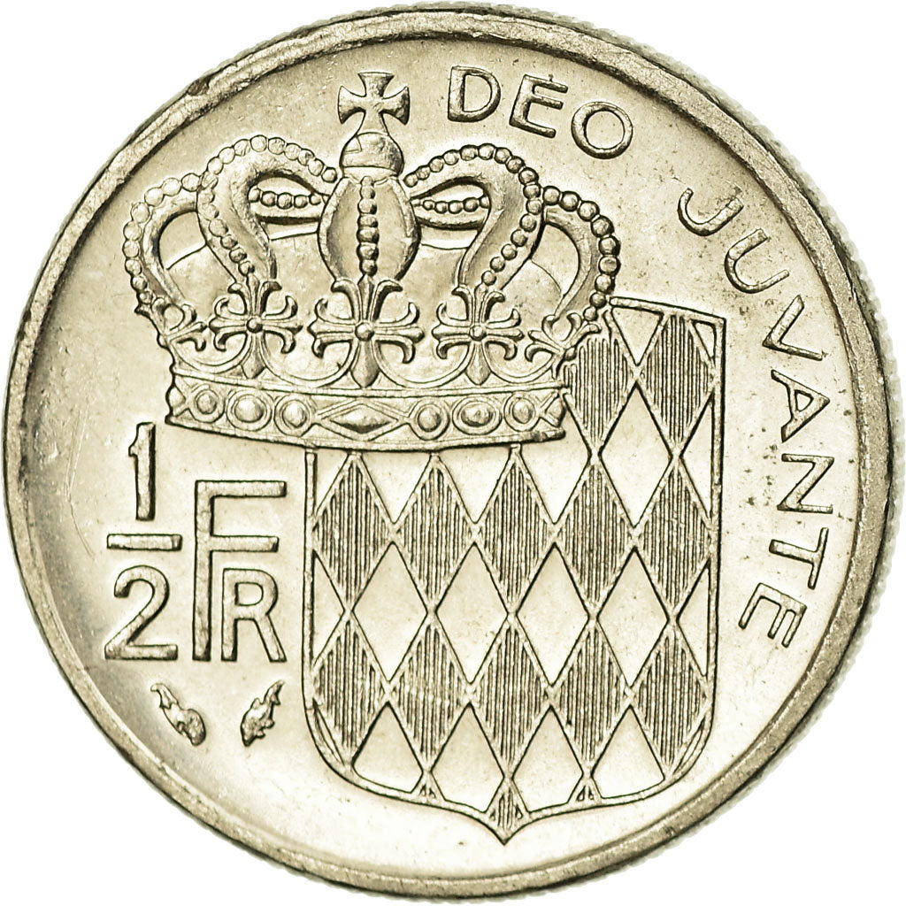 Coin, Monaco, Rainier III, 1/2 Franc, 1989, EF(40-45), Nickel, KM:145