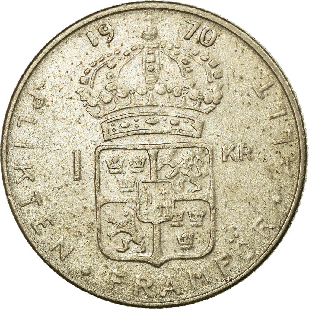 Moeda, Suécia, Gustaf VI, Krona, 1970, VF(30-35), Cobre Revestido a