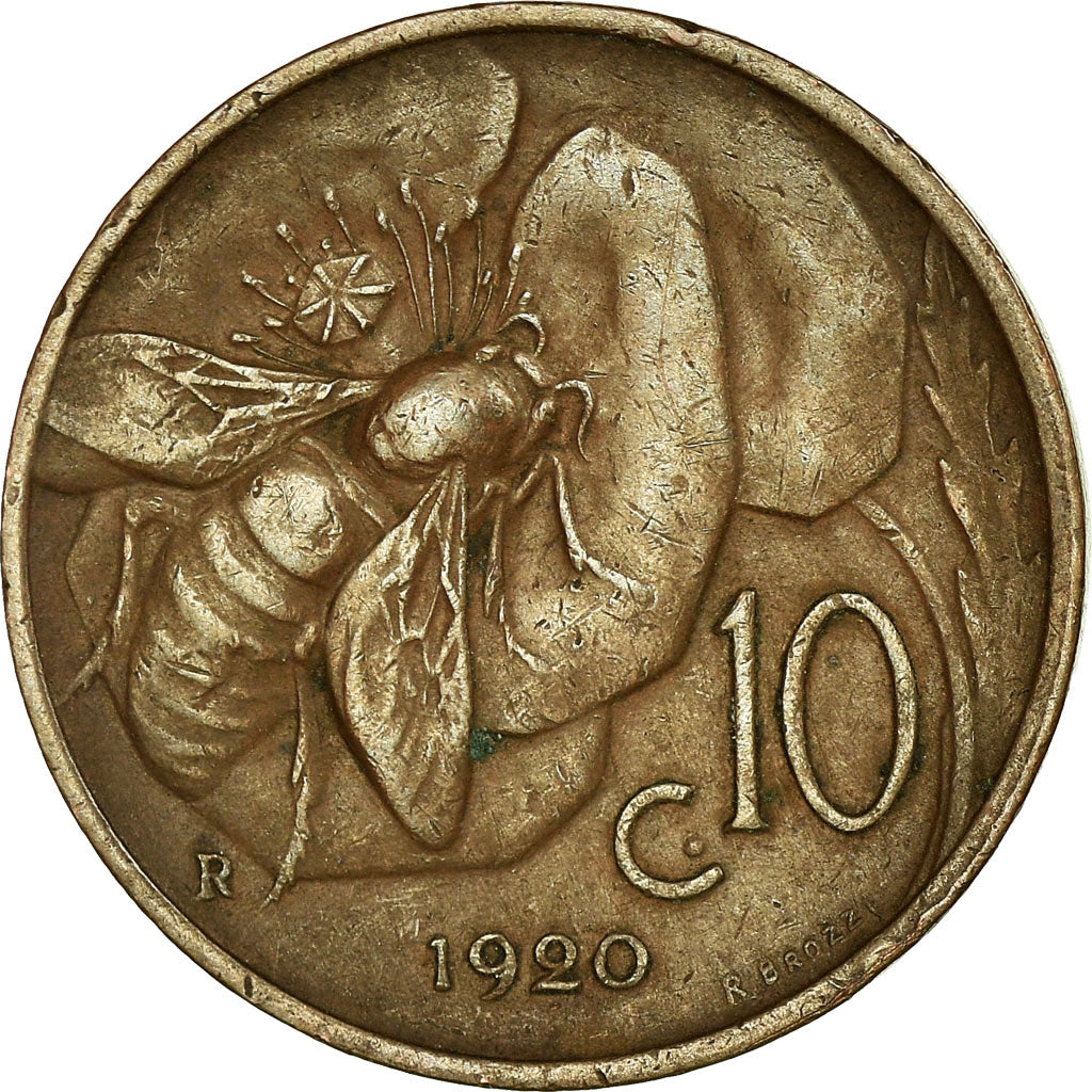 Moeda, Itália, Vittorio Emanuele III, 10 Centesimi, 1920, Rome, EF(40-45)
