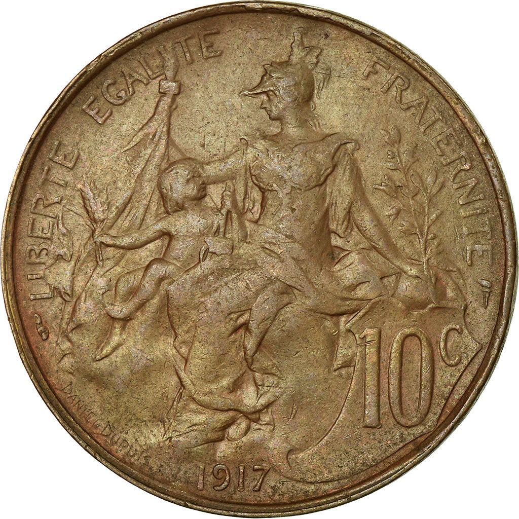 Coin, France, Dupuis, 10 Centimes, 1917, Paris, AU(50-53), Bronze, KM:843