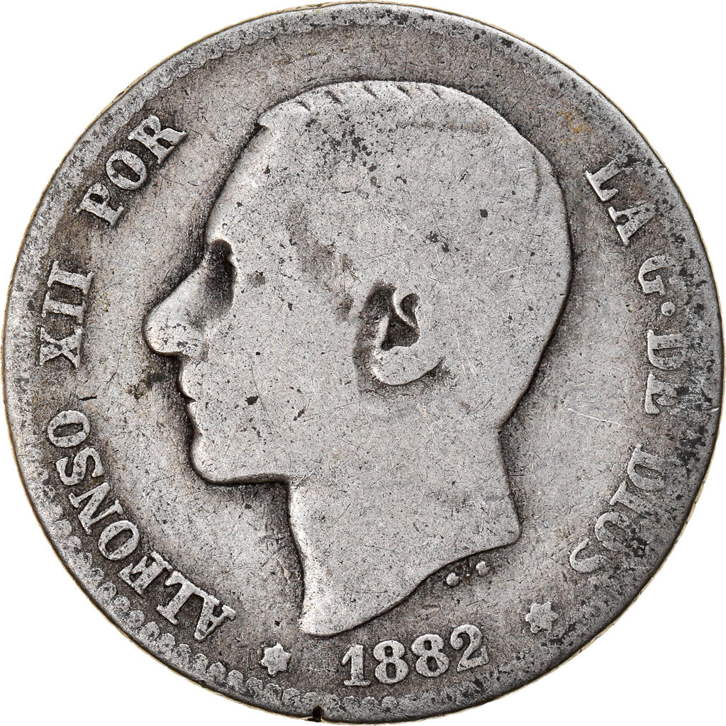 Coin, Spain, Alfonso XII, Peseta, 1882, Madrid, VG(8-10), Silver, KM:686