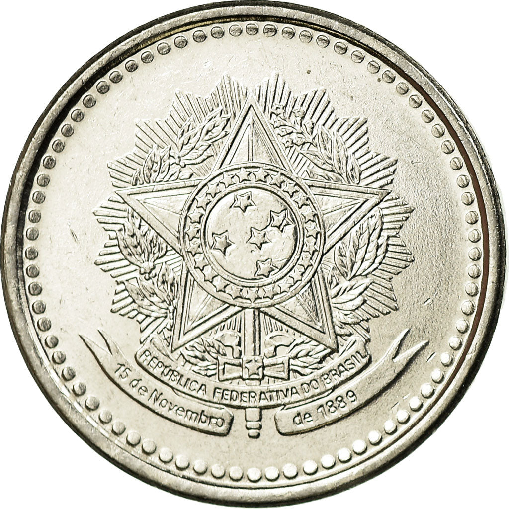 Coin, Brazil, 50 Centavos, 1986, MS(63), Stainless Steel, KM:604