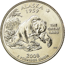 Coin, United States, Alaska, Quarter, 2008, U.S. Mint, Denver, golden
