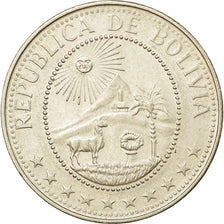 Moneta, Bolivia, 20 Centavos, 1973, EF(40-45), Nikiel powlekany stalą, KM:189