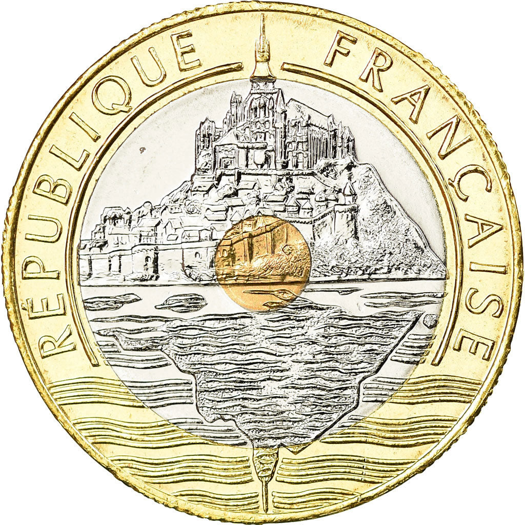 Coin, France, Mont Saint Michel, 20 Francs, 2001, MS(65-70), Tri-Metallic