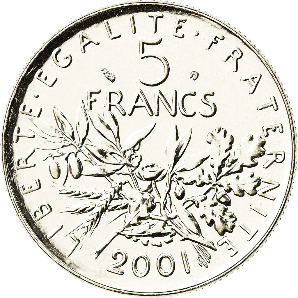 Moneda, Francia, Semeuse, 5 Francs, 2001, Paris, FDC, Níquel recubierto de