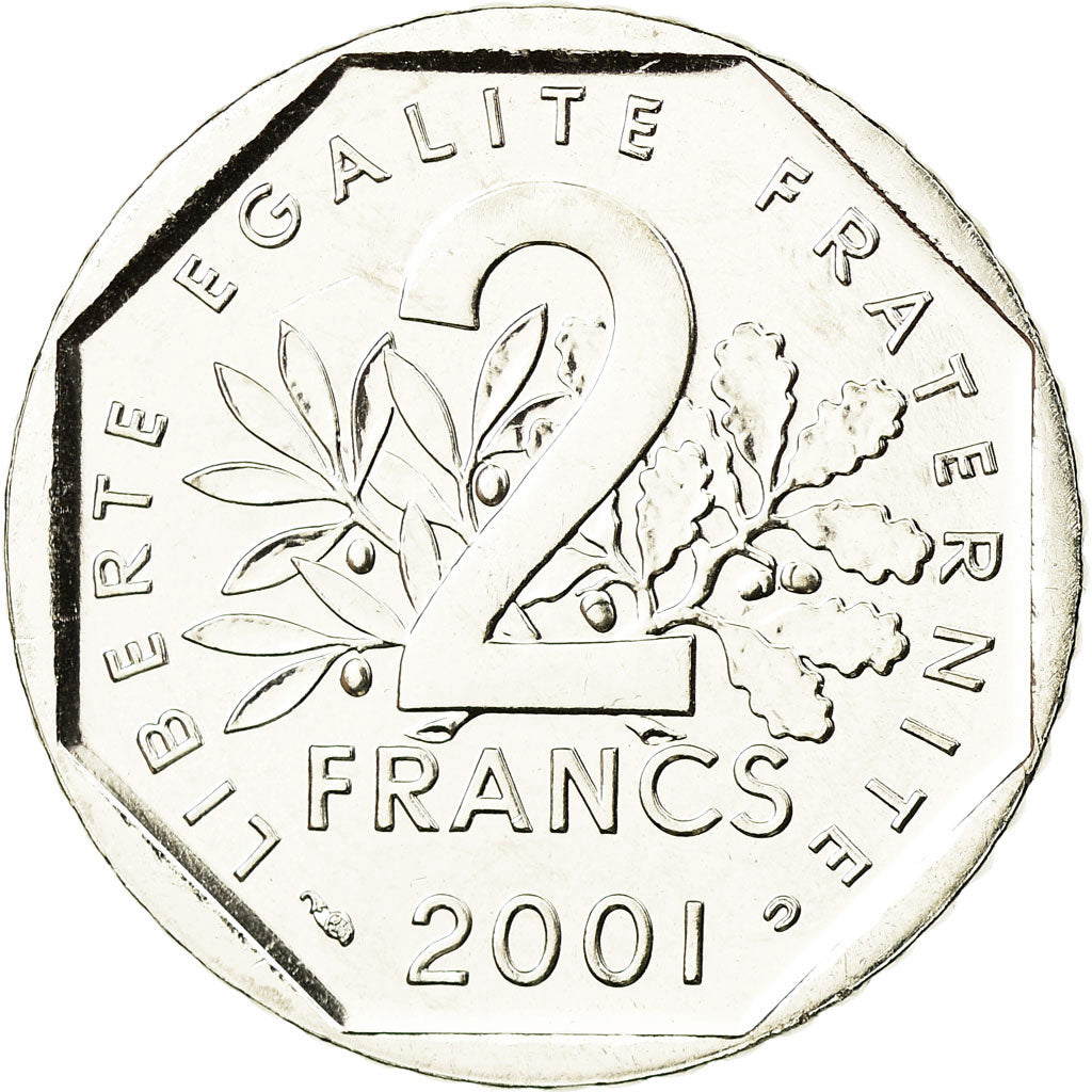 Moneta, Francja, Semeuse, 2 Francs, 2001, MS(65-70), Nikiel, KM:942.2