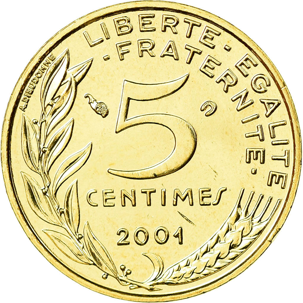 Coin, France, Marianne, 5 Centimes, 2001, Paris, MS(65-70), Aluminum-Bronze