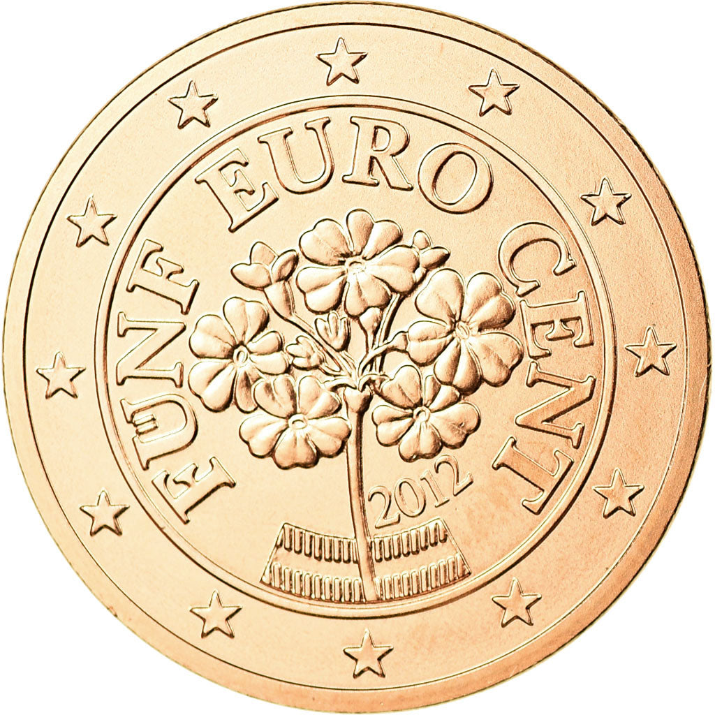 Austria, 5 Euro Cent, 2012, SPL, Acciaio placcato rame, KM:3084