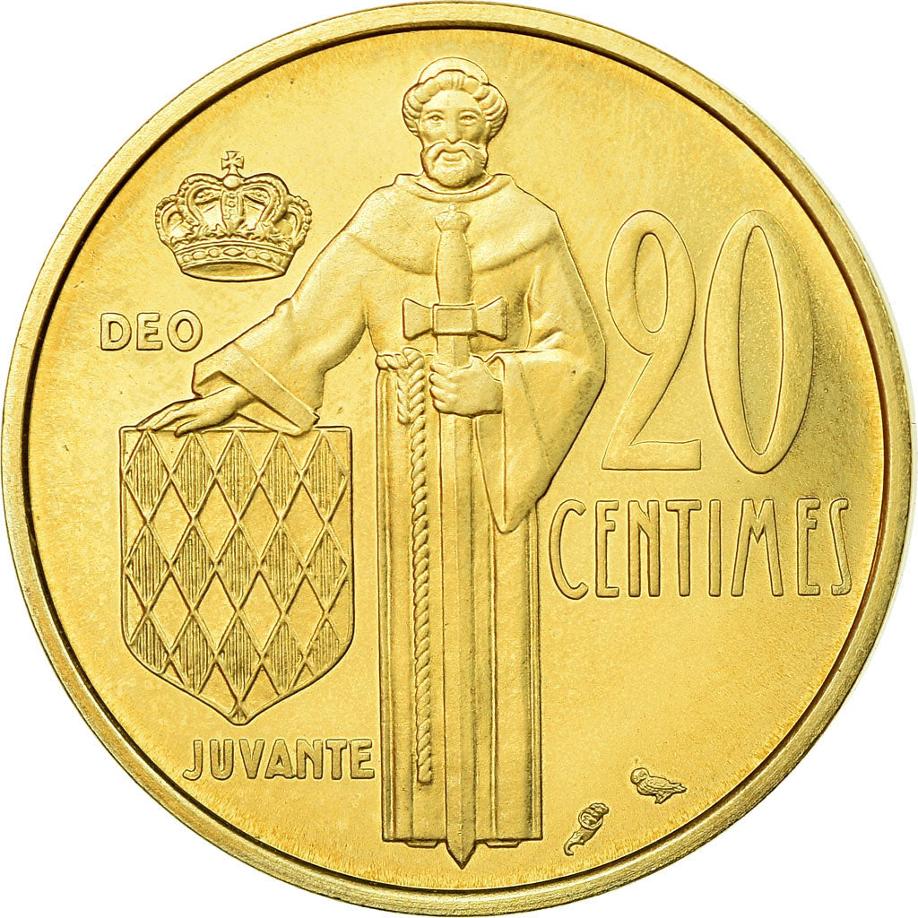 Moneta, Monaco, Rainier III, 20 Centimes, 1974, FDC, FDC, Alluminio-bronzo