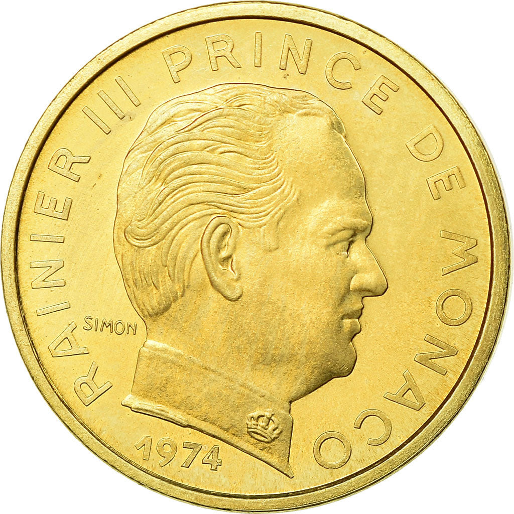Coin, Monaco, Rainier III, 10 Centimes, 1974, FDC, MS(65-70), Aluminum-Bronze