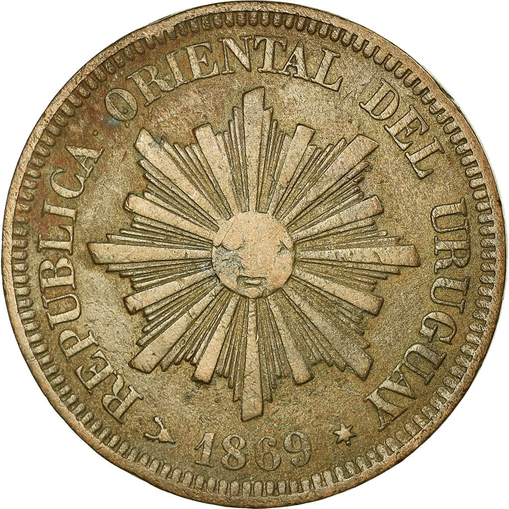 Coin, Uruguay, 2 Centesimos, 1869, Uruguay Mint, Paris, Berlin, Vienna
