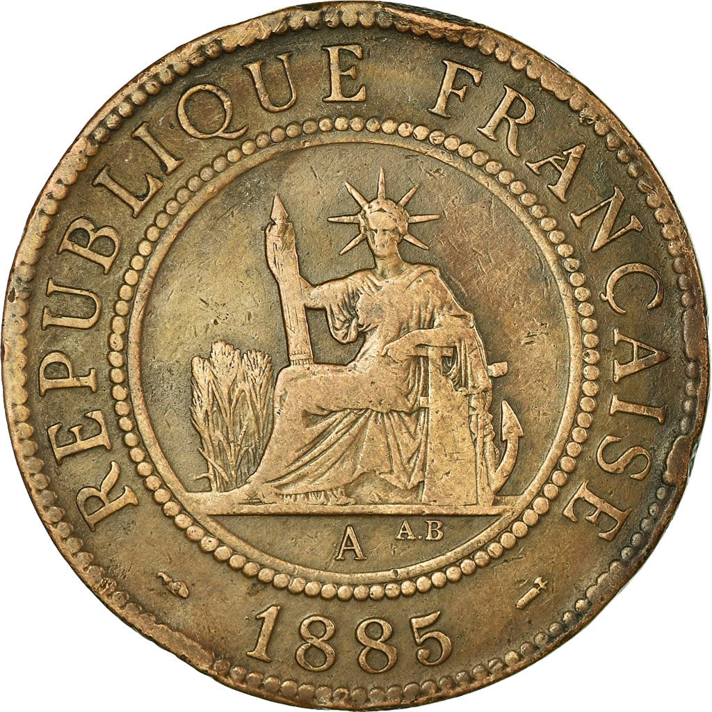 Coin, FRENCH INDO-CHINA, Cent, 1885, Paris, VF(20-25), Bronze, KM:1