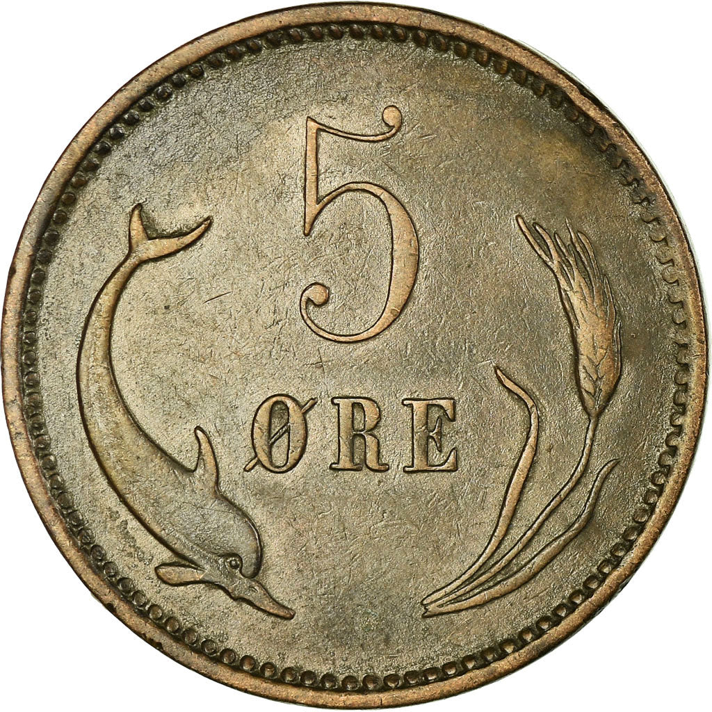 Munten, Denemarken, Christian IX, 5 Öre, 1884, ZF, Bronze, KM:794.1