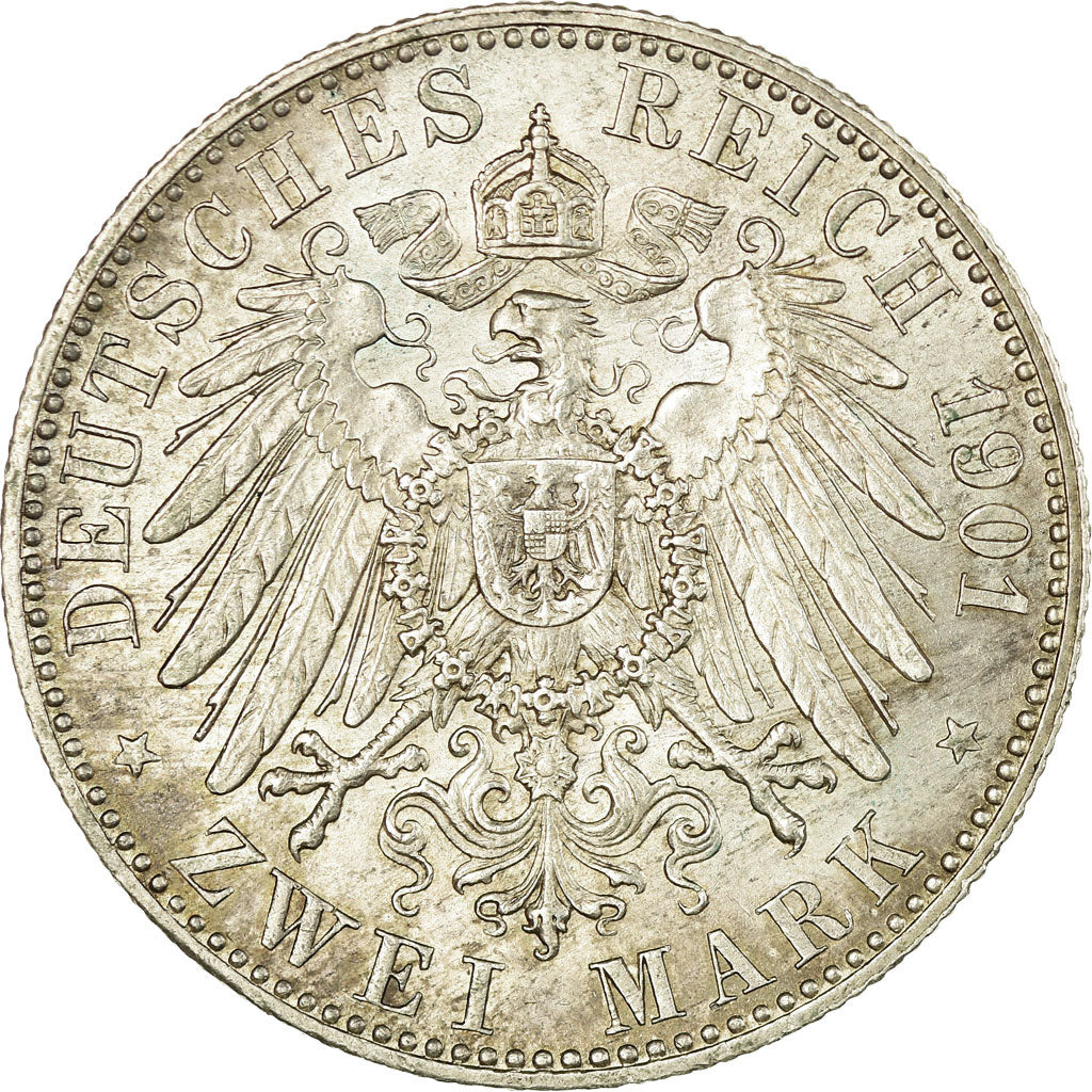 Coin, German States, PRUSSIA, Wilhelm II, 2 Mark, 1901, Berlin, EF(40-45)