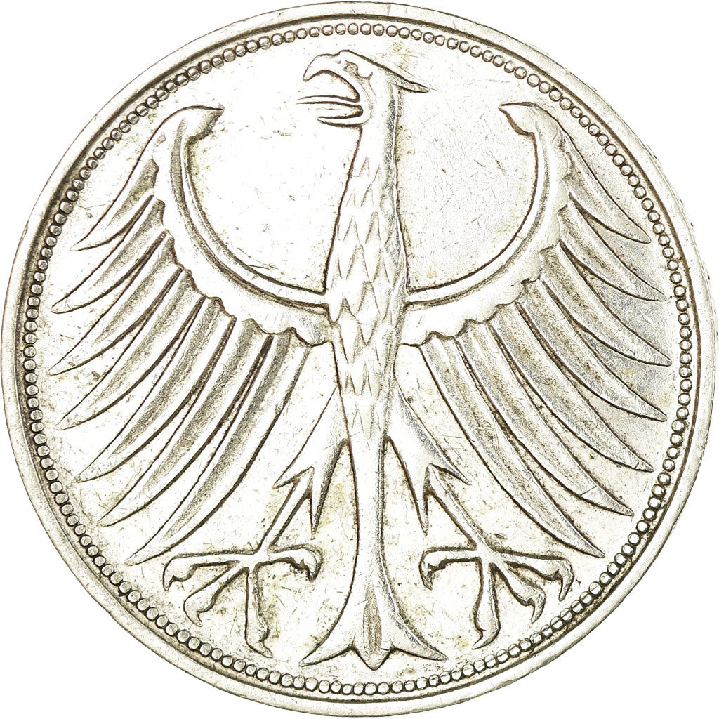 Coin, GERMANY - FEDERAL REPUBLIC, 5 Mark, 1963, Stuttgart, EF(40-45), Silver