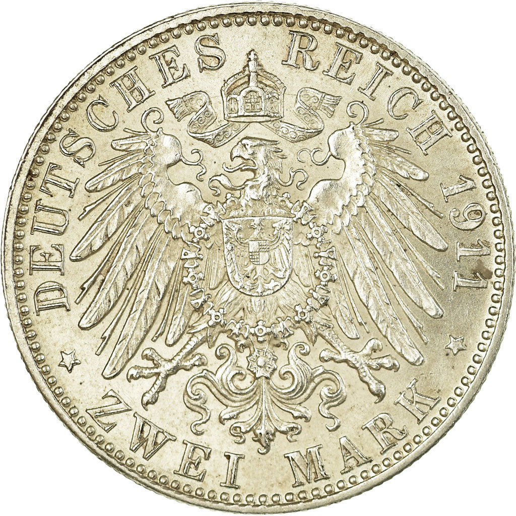 Moneta, Landy niemieckie, BAVARIA, Otto, 2 Mark, 1911, Munich, AU(55-58)
