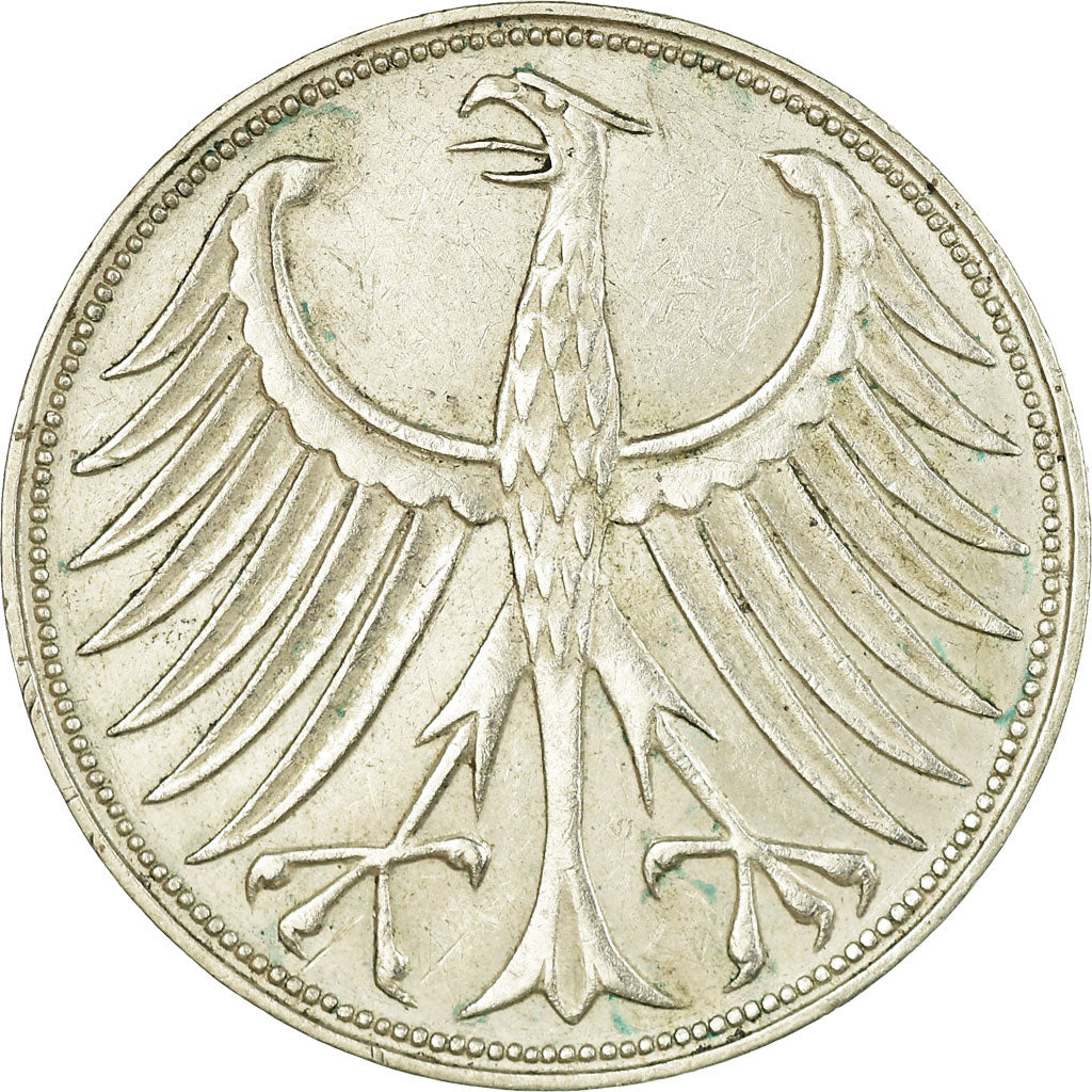 Coin, GERMANY - FEDERAL REPUBLIC, 5 Mark, 1960, Stuttgart, EF(40-45), Silver
