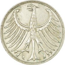 Coin, GERMANY - FEDERAL REPUBLIC, 5 Mark, 1960, Stuttgart, EF(40-45), Silver