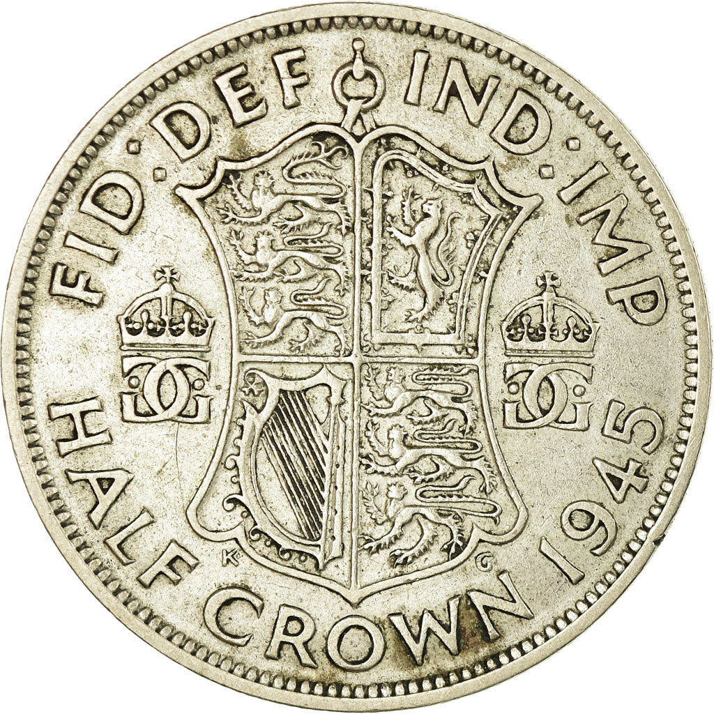 Coin, Great Britain, George VI, 1/2 Crown, 1945, EF(40-45), Silver, KM:856