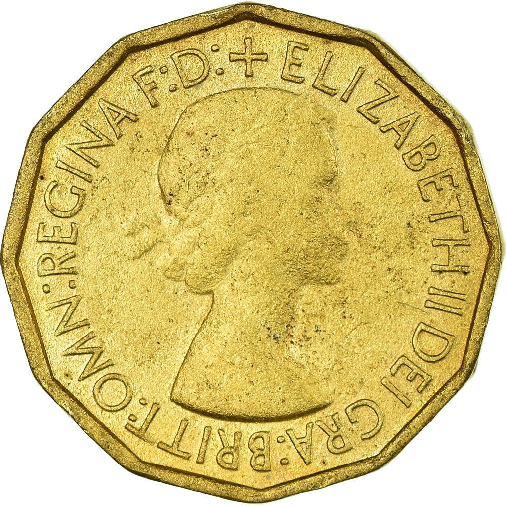 Coin, Great Britain, Elizabeth II, 3 Pence, 1953, VF(30-35), Nickel-brass