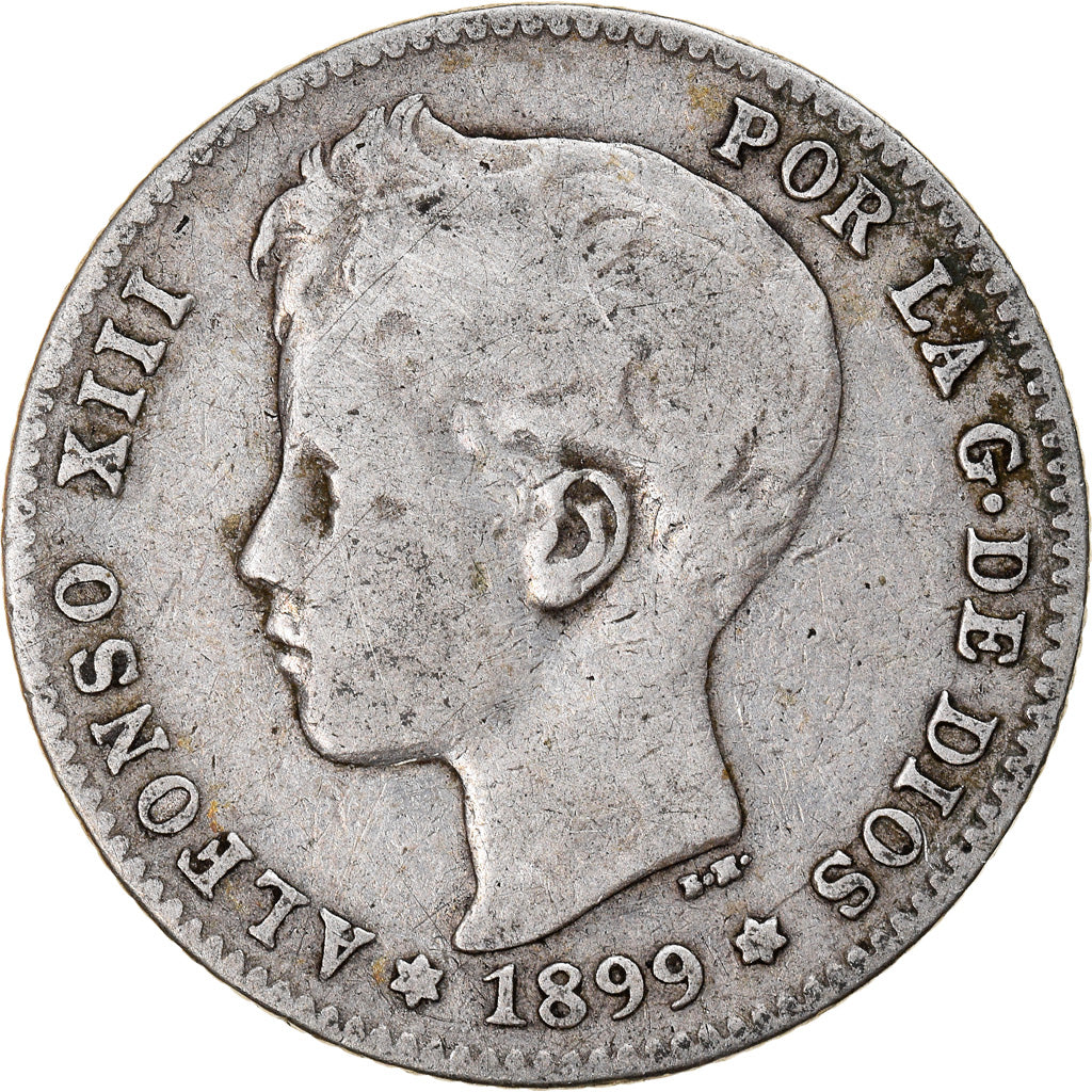 Coin, Spain, Alfonso XIII, Peseta, 1899, Valencia, VF(20-25), Silver, KM:706