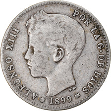 Coin, Spain, Alfonso XIII, Peseta, 1899, Valencia, VF(20-25), Silver, KM:706