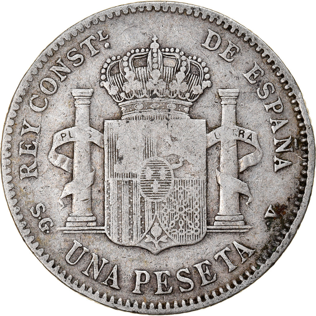 Coin, Spain, Alfonso XIII, Peseta, 1899, Valencia, VF(20-25), Silver, KM:706