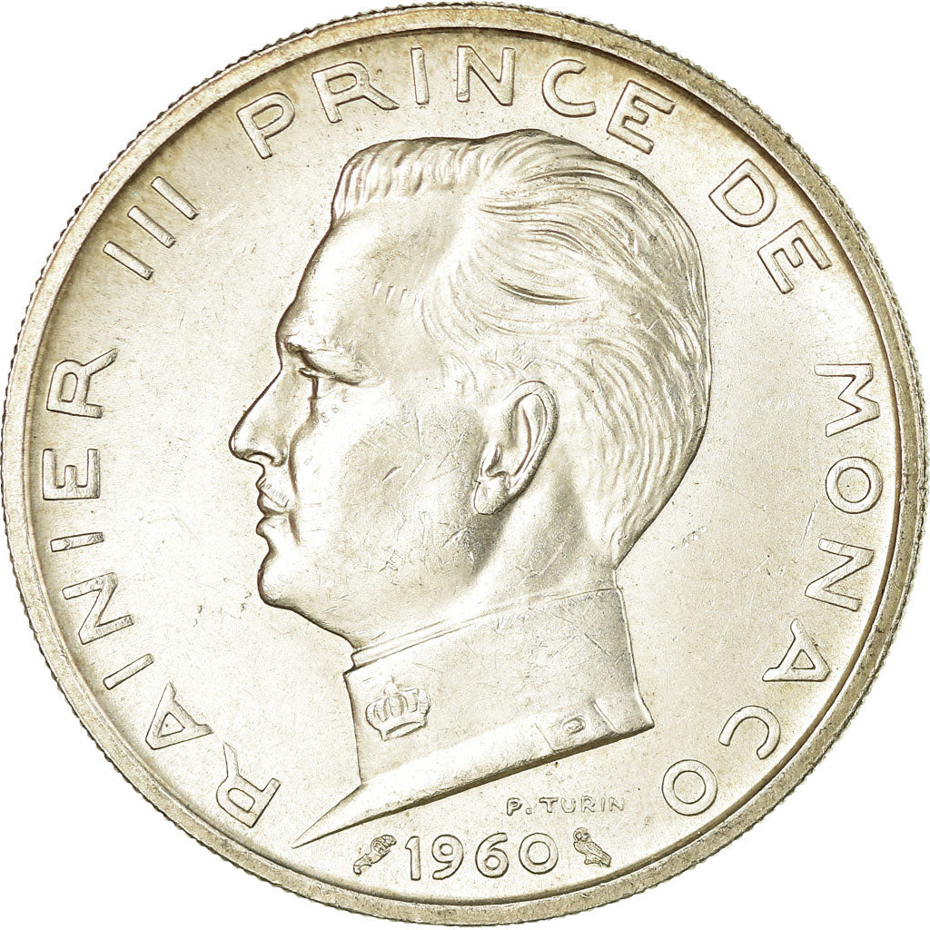 Monnaie, Monaco, Rainier III, 5 Francs, 1960, SUP, Argent, Gadoury:MC 152