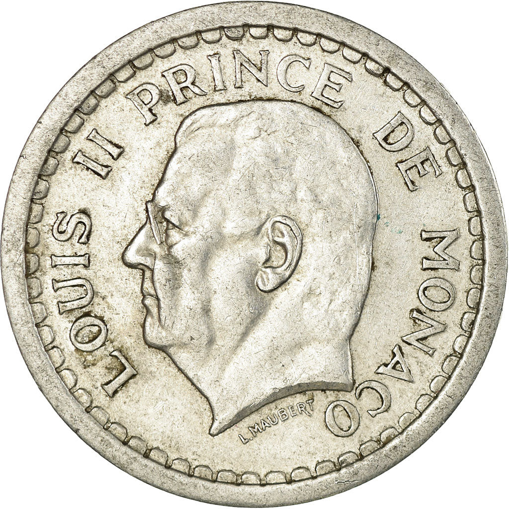 Coin, Monaco, 2 Francs, Undated (1943), EF(40-45), Aluminum, Gadoury:MC 133