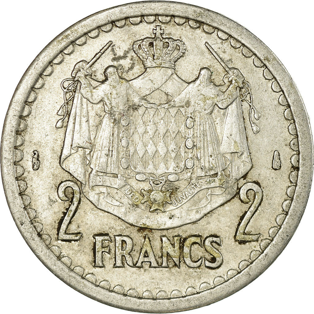 Coin, Monaco, 2 Francs, Undated (1943), EF(40-45), Aluminum, Gadoury:MC 133