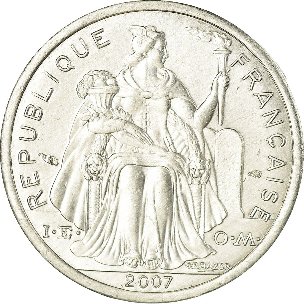Coin, New Caledonia, Franc, 2007, Paris, MS(63), Aluminum, KM:10