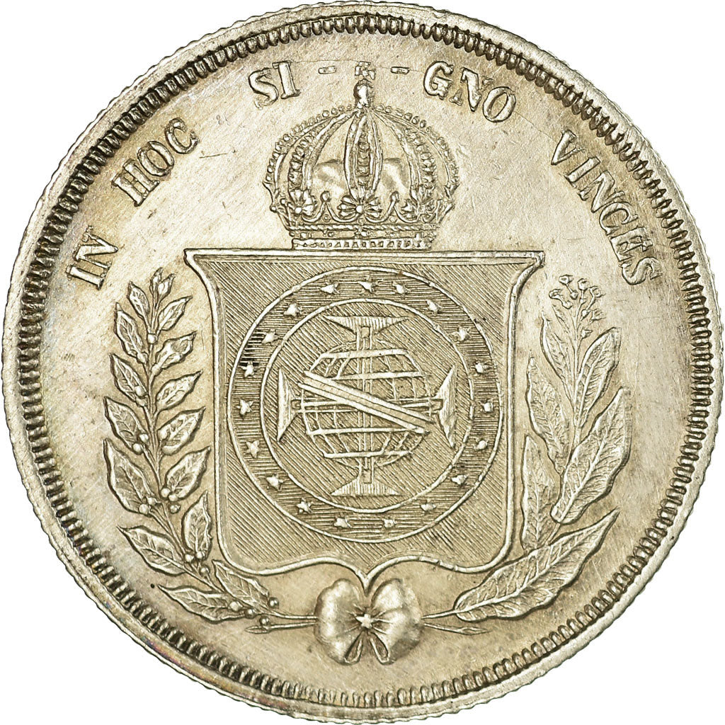 Coin, Brazil, Pedro II, 500 Reis, 1855, AU(55-58), Silver, KM:464