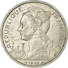 Coin, Réunion, 5 Francs, 1955, EF(40-45), Aluminum, KM:9