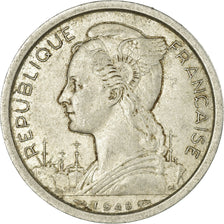 Coin, Réunion, 2 Francs, 1948, EF(40-45), Aluminum, KM:8