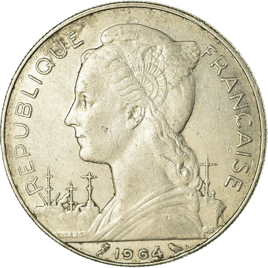 Coin, Réunion, 100 Francs, 1964, EF(40-45), Nickel, KM:13