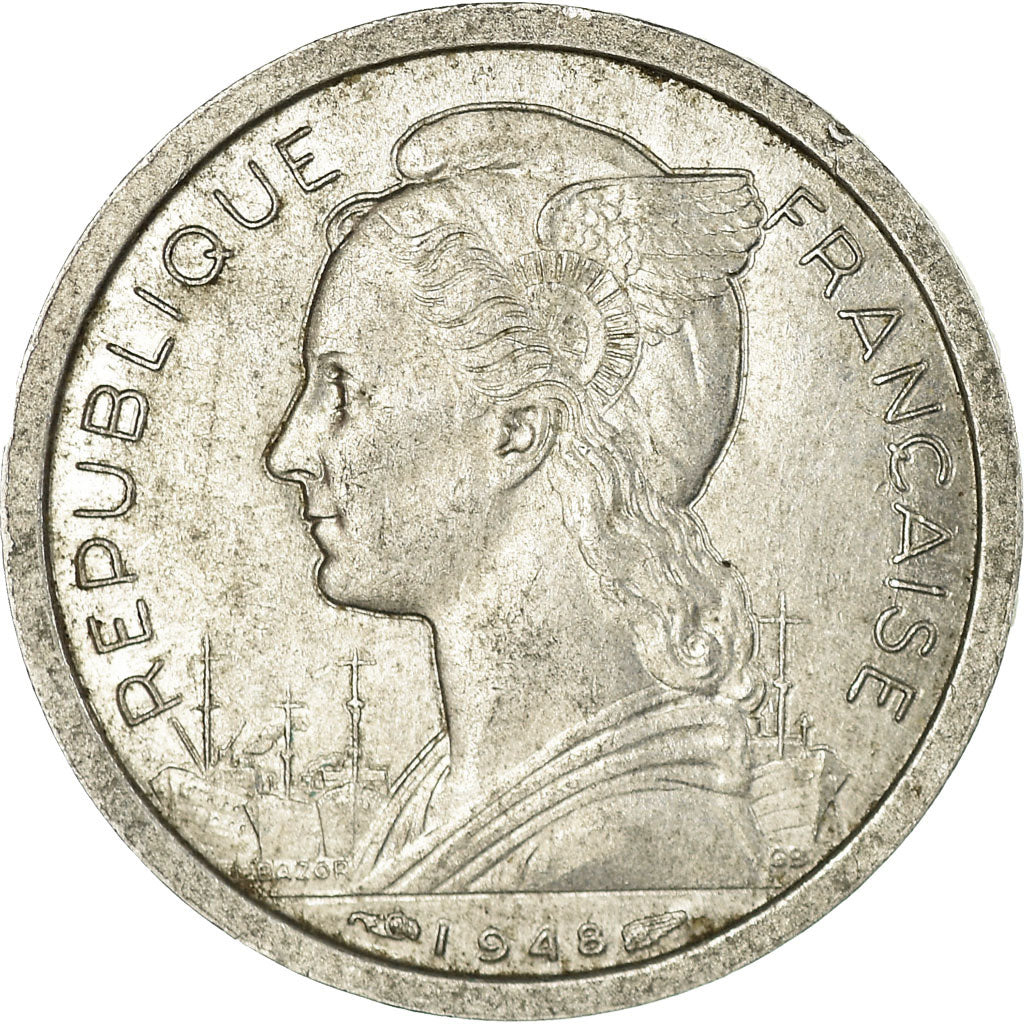Coin, Réunion, Franc, 1948, EF(40-45), Aluminum, KM:6.1