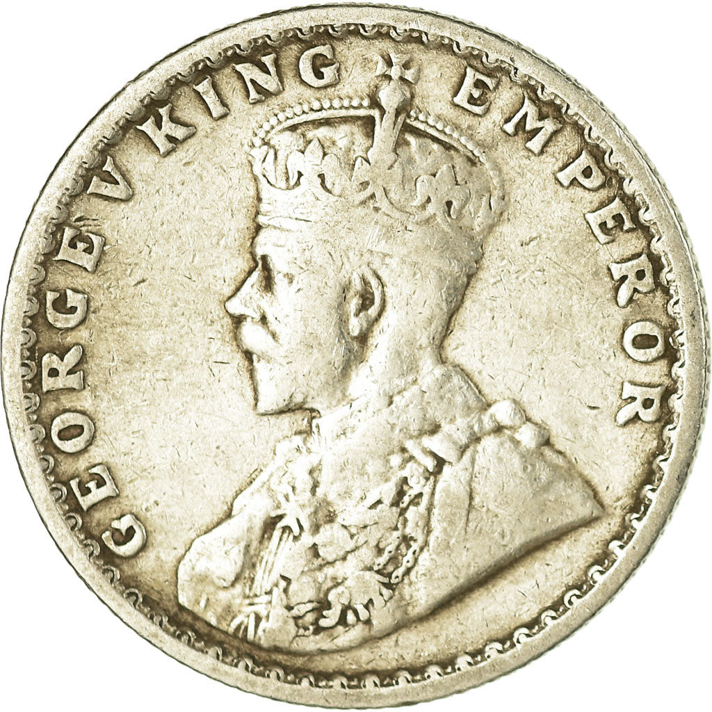 Coin, INDIA-BRITISH, George V, 1/2 Rupee, 1919, EF(40-45), Silver, KM:522