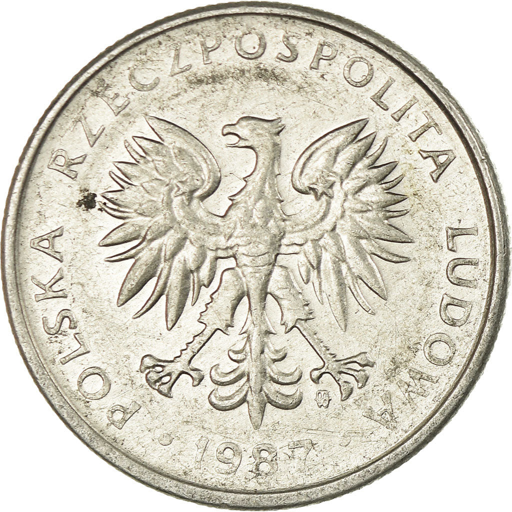 Coin, Poland, 50 Groszy, 1987, Warsaw, VF(30-35), Aluminum, KM:48.2