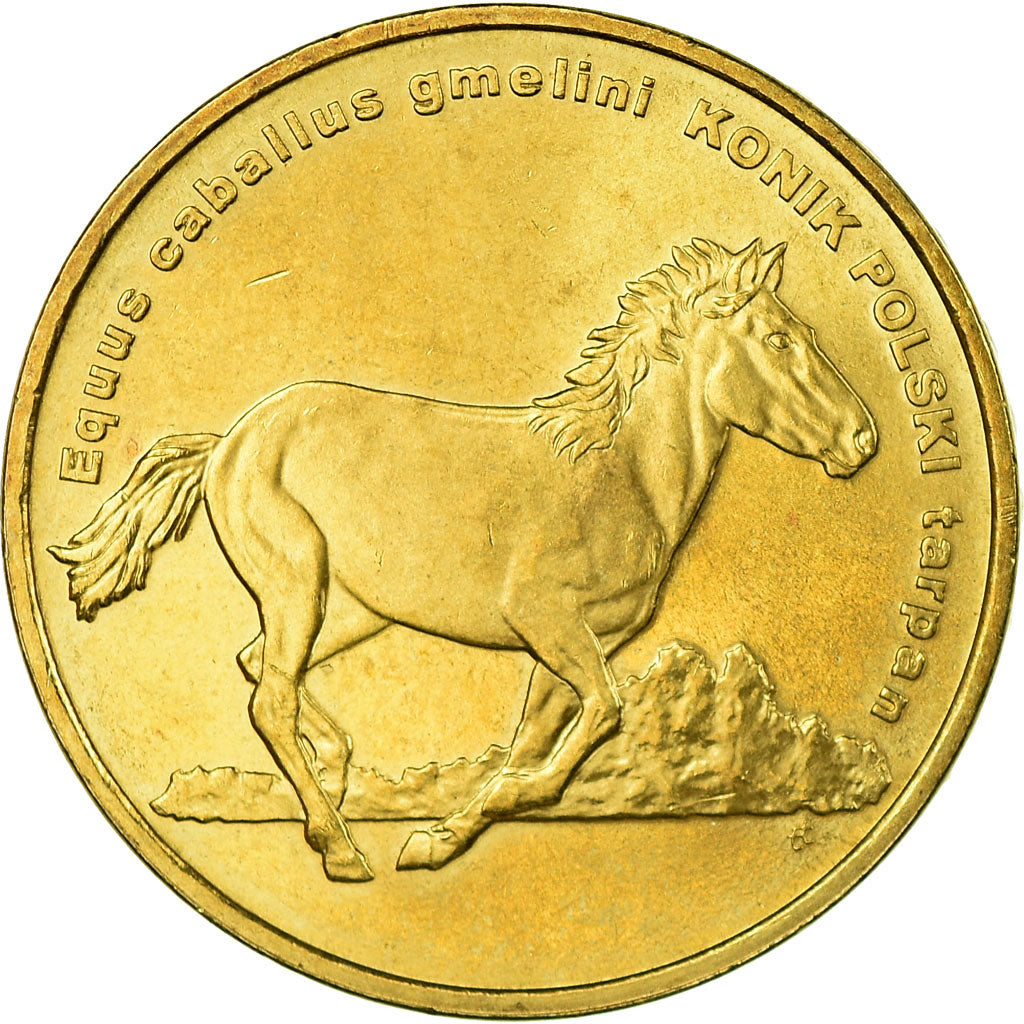 Coin, Poland, konik horse, 2 Zlote, 2014, Warsaw, AU(50-53), Brass, KM:896