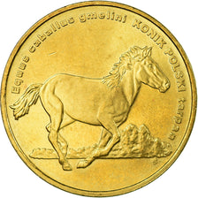 Coin, Poland, konik horse, 2 Zlote, 2014, Warsaw, AU(50-53), Brass, KM:896