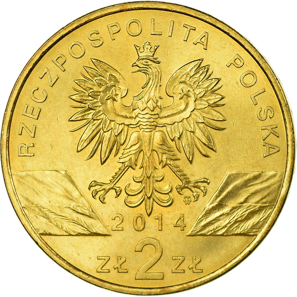 Coin, Poland, konik horse, 2 Zlote, 2014, Warsaw, AU(50-53), Brass, KM:896