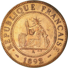Coin, FRENCH INDO-CHINA, Cent, 1892, Paris, EF(40-45), Bronze, KM:1