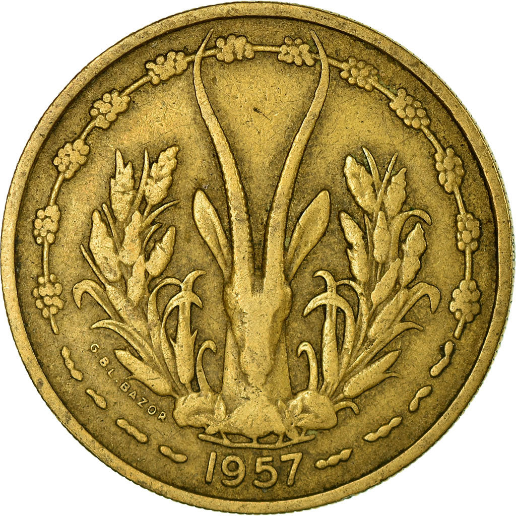 Moeda, África Ocidental Francesa, 25 Francs, 1957, EF(40-45), Alumínio-Bronze