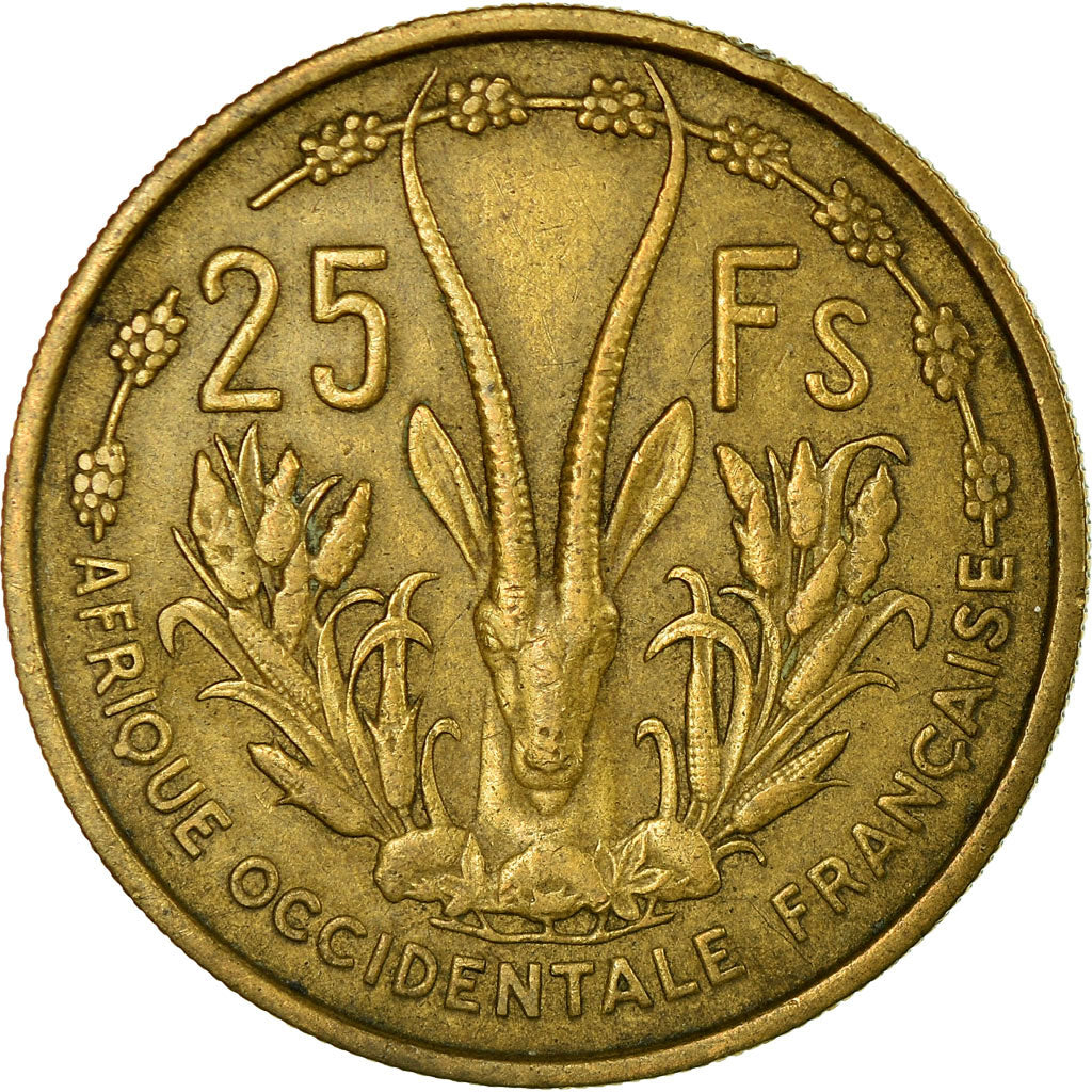 Moneta, Francuska Afryka Zachodnia, 25 Francs, 1956, EF(40-45), Aluminium-Brąz