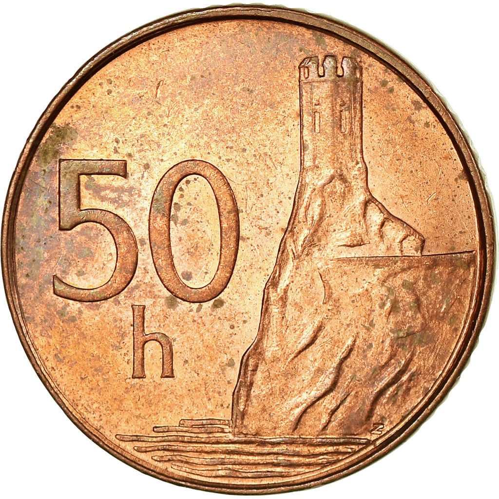Munten, Slowakije, 50 Halierov, 2004, FR+, Copper Plated Steel, KM:35